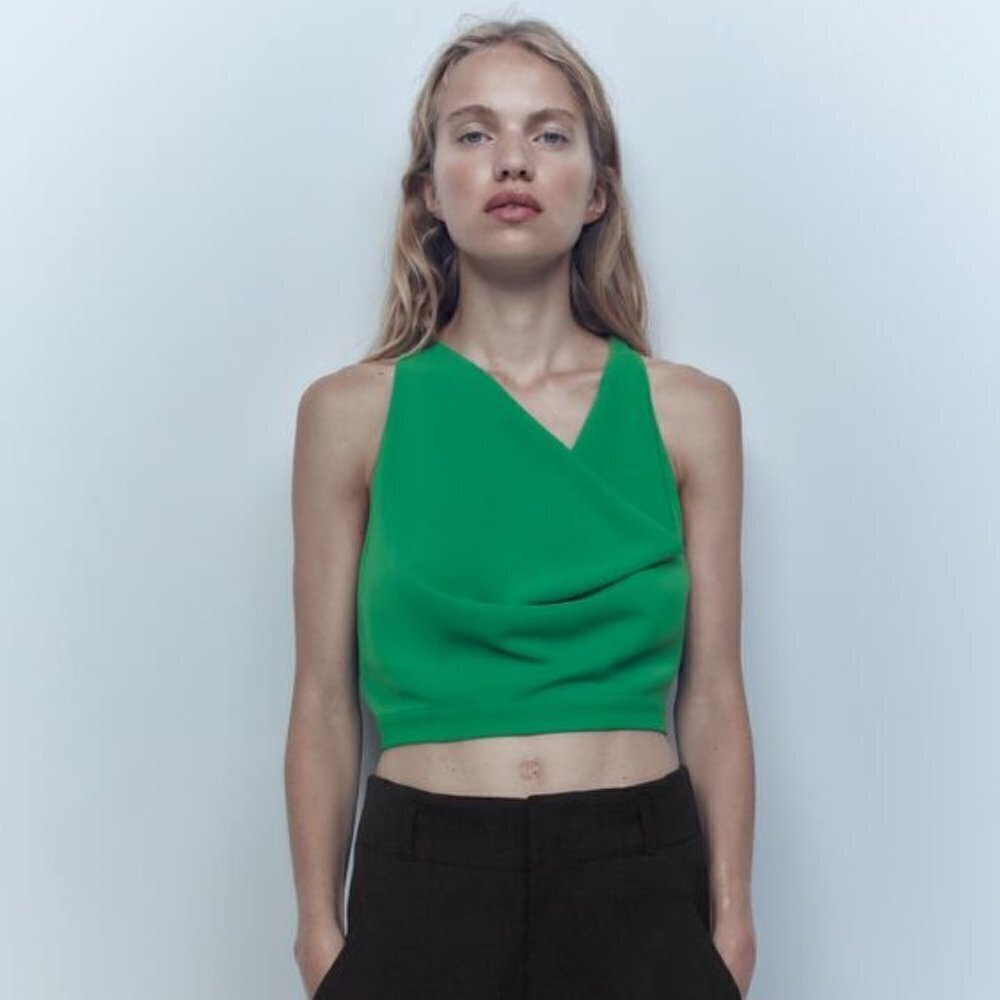ZARA Green Scoop Neck Sleeveless Top M